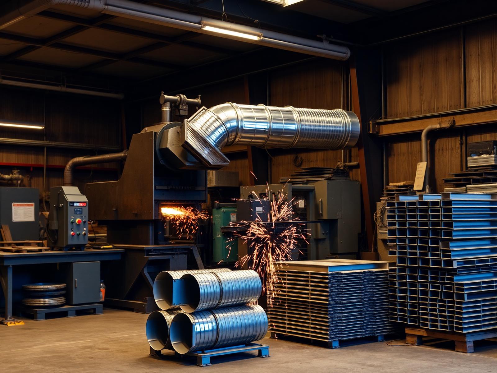 Plus Suppliers custom sheet metal fabrication shop with press brake and ductwork