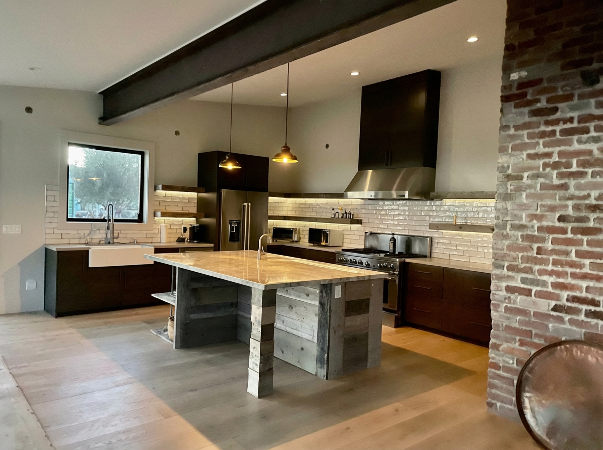Industrial Brick & Beam Kitchen