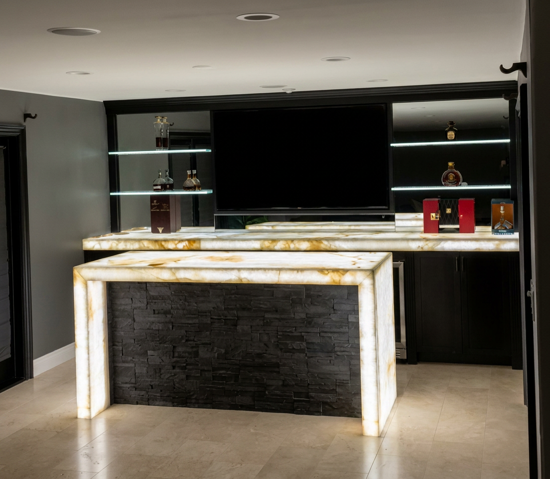 Backlit Onyx Home Bar
